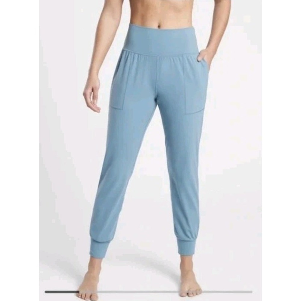 New Athleta Women's Riviera Blue Salutation Jogger In Powervita Pants Sz S Tall